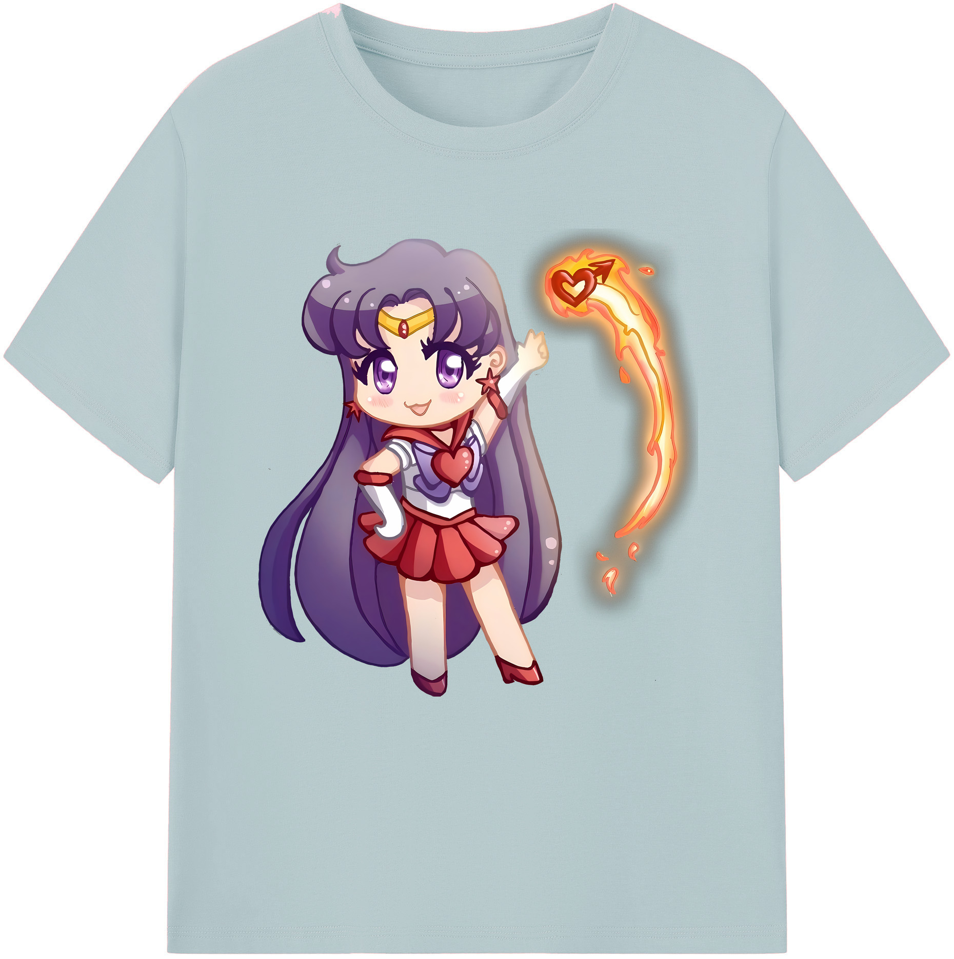（画像用） 美少女戦士セーラームーン 火野レイ ひの レイ Sailor Moon Hino Rei （セーラーマーズ,Sailor Mars） 綿100％半袖Tシャツ（フロントプリント）